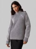 Calvin Klein Jeans Two Tone Stripe Wool Jumper, Night Sky/Egret