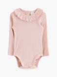 Lindex Baby Organic Cotton Long Sleeve Bodysuit, Light Dusty Pink