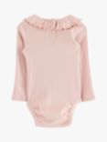 Lindex Baby Organic Cotton Long Sleeve Bodysuit, Light Dusty Pink