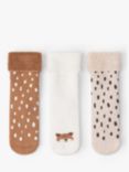 Lindex Baby Spotted Organic Terry Cotton Mix Socks, Pack of 3, White/Beige/Tan