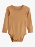 Lindex Baby Basic Long Sleeve Bodysuit, Dark Dusty Beige