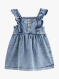 Lindex Baby Bib Frill Dress, Washed Blue