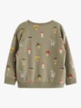 Lindex Baby Organic Cotton Mushroom Print Sweatshirt, Light Dusty Khaki