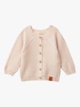 Benetton Baby Link Cable Stitch Knitted Cardigan, Pink