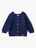 Benetton Baby Link Cable Stitch Knitted Cardigan, Night Blue