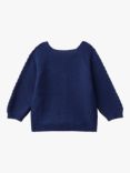 Benetton Baby Link Cable Stitch Knitted Cardigan, Night Blue