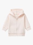 Benetton Baby Cotton Zip Hooded Sweatshirt, Light Powder