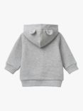 Benetton Baby Cotton Zip Hooded Sweatshirt, Melange Grey