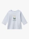 Benetton Baby Cotton Logo Long Sleeve T-Shirt,, Light Blue Powder