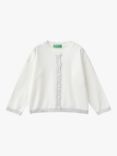 Benetton Kids' Metallic Trim Cardigan, Offwhite