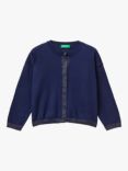 Benetton Kids' Metallic Trim Cardigan, Night Blue