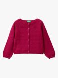 Benetton Kids' Pointelle Stitch Cardigan, Cyclamen