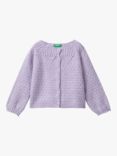 Benetton Kids' Pointelle Stitch Cardigan, Lilac