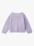 Benetton Kids' Pointelle Stitch Cardigan, Lilac