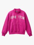 Benetton Kids' Zipped Sweatshirt, Cyclamen