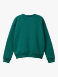 Benetton Kids' Cotton Logo Sweatshirt, Forest Green