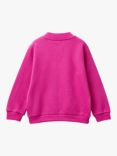 Benetton Kids' Glitter Logo Zipped Sweatshirt, Cyclamen