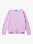 Benetton KIds' Wool Blend Crew Neck Jumper, Lilac