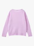 Benetton KIds' Wool Blend Crew Neck Jumper, Lilac