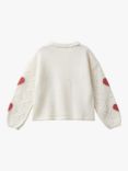 Benetton Kids'  Soft Knit Heart Jumper, Offwhite