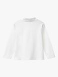 Benetton Kids' Cotton Blend Jersey Roll Neck Jumper, Off White