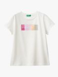 Benetton Kids' Cotton Logo Tee, Off White