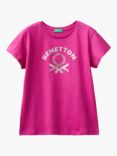 Benetton Kids' Cotton Logo Tee, Cyclamen