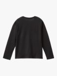 Benetton Kids' Cotton Rhinestone Long Sleeve T-Shirt, Black