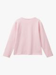 Benetton Kids' Heart Embroidered Long Sleeve T-Shirt, Pink