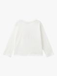 Benetton Kids' Cotton Glitter Print Long Sleeve T-Shirt, Offwhite