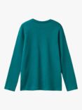 Benetton Kids' Cotton Glitter Logo Long Sleeve T-Shirt, Forest Green