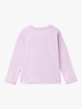 Benetton Kids' Cotton Glitter Logo Long Sleeve T-Shirt, Lilac