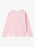 Benetton Kids' Cotton Glitter Print Long Sleeve T-Shirt, Pink