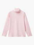 Benetton Kids' Cotton Blend Jersey Roll Neck Jumper, Pink