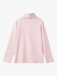 Benetton Kids' Cotton Blend Jersey Roll Neck Jumper, Pink