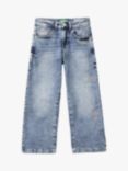 Benetton Kids' Junior Straight Fit Embroidered Jeans, Blue