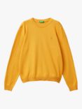 Benetton Kids' Crew Neck Logo Sweatshirt, Ochre