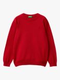 Benetton Kids' Crew Neck Logo Sweatshirt, Bordeaux