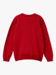 Benetton Kids' Crew Neck Logo Sweatshirt, Bordeaux