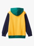 Benetton Kids' Colour Block Hoodie, Yellow/Multi