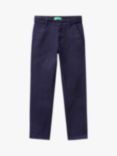 Benetton Kids' Junior Slim Fit Chino Trousers, Navy