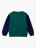 Benetton Kids' Cotton Colour Block Crew Neck Sweatshirt, Multi