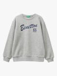 Benetton Kids' Cotton Logo Sweatshirt, Grey