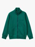 Benetton Kids' Cotton Zip Jumper, Forest Green