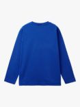 Benetton Kids' Cotton Logo Long Sleeve Tee, Bluette