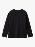 Benetton Kids' Cotton Logo Print Long Sleeve T-Shirt, Black