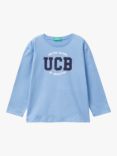 Benetton Kids' Cotton Logo Print Long Sleeve T-Shirt, Sugar Paper