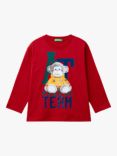 Benetton Kids' Organic Cotton Long Sleeve Top, Bordeaux