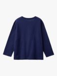 Benetton Kids' Cotton Logo Print Long Sleeve T-Shirt, Night Blue