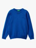 Benetton Kids' Crew Neck Logo Sweatshirt, Bluette